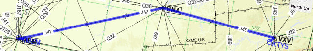 Route from Memphis to Knoxville