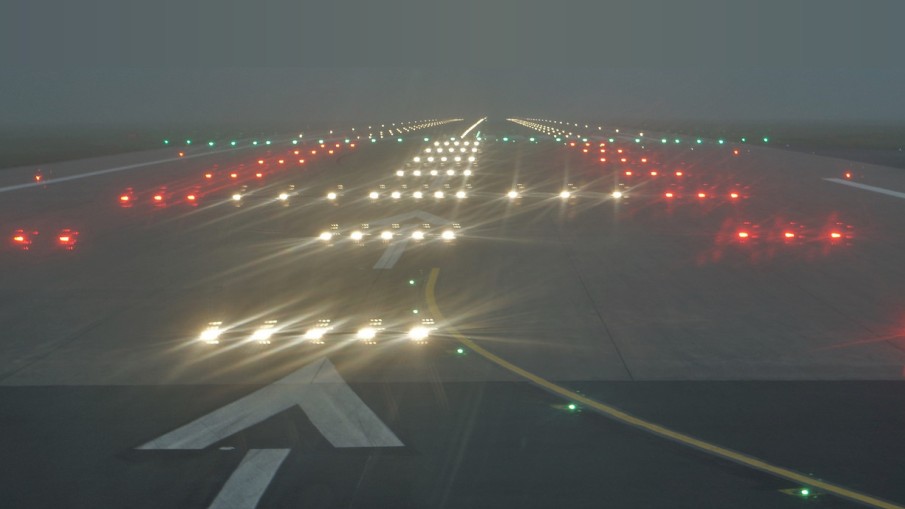 blue runway lights