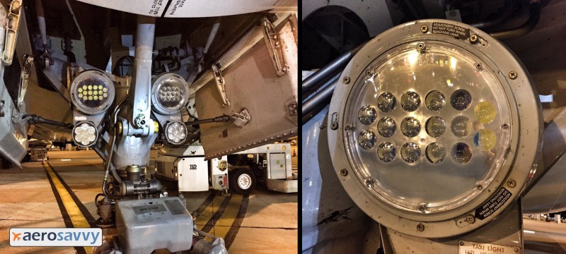 767 LED landing and taxi light bulbs - Savvy Passenger Guide to Airplane Lights- AeroSavvy